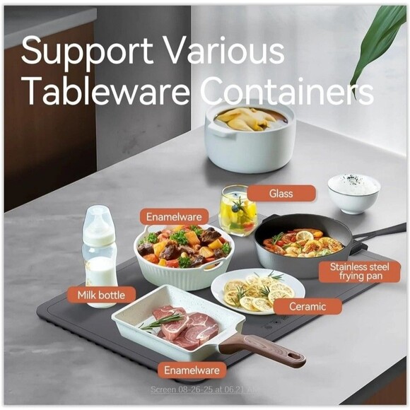 Portable Electric Silicone Food Warming Mat with Child safety Lock, Color Blue - Picture 10 of 16